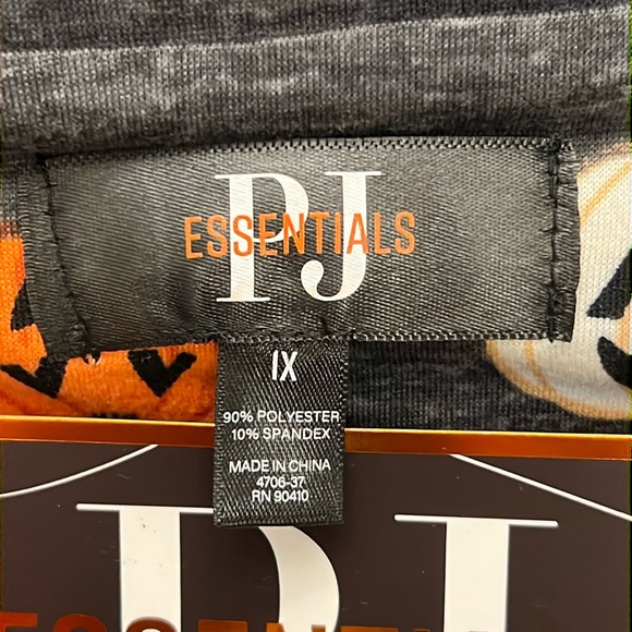 JACK O’LANTERN 2pc Pajama Set * 1X SHORTS Short Sleeve Button Down * Gray Orange - Picture 4 of 11